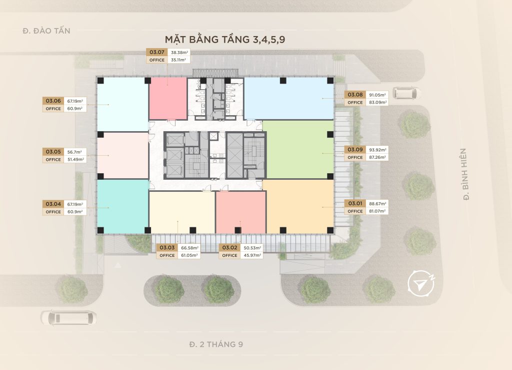 MẶT BẰNG TẦNG 3-4-5-9