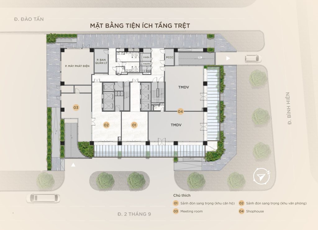 MẶT BẰNG TIỆN ÍCH TẦNG TRỆT